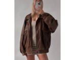 Women’s Vintage Style Lambskin Oversize Bomber Leather Jacket