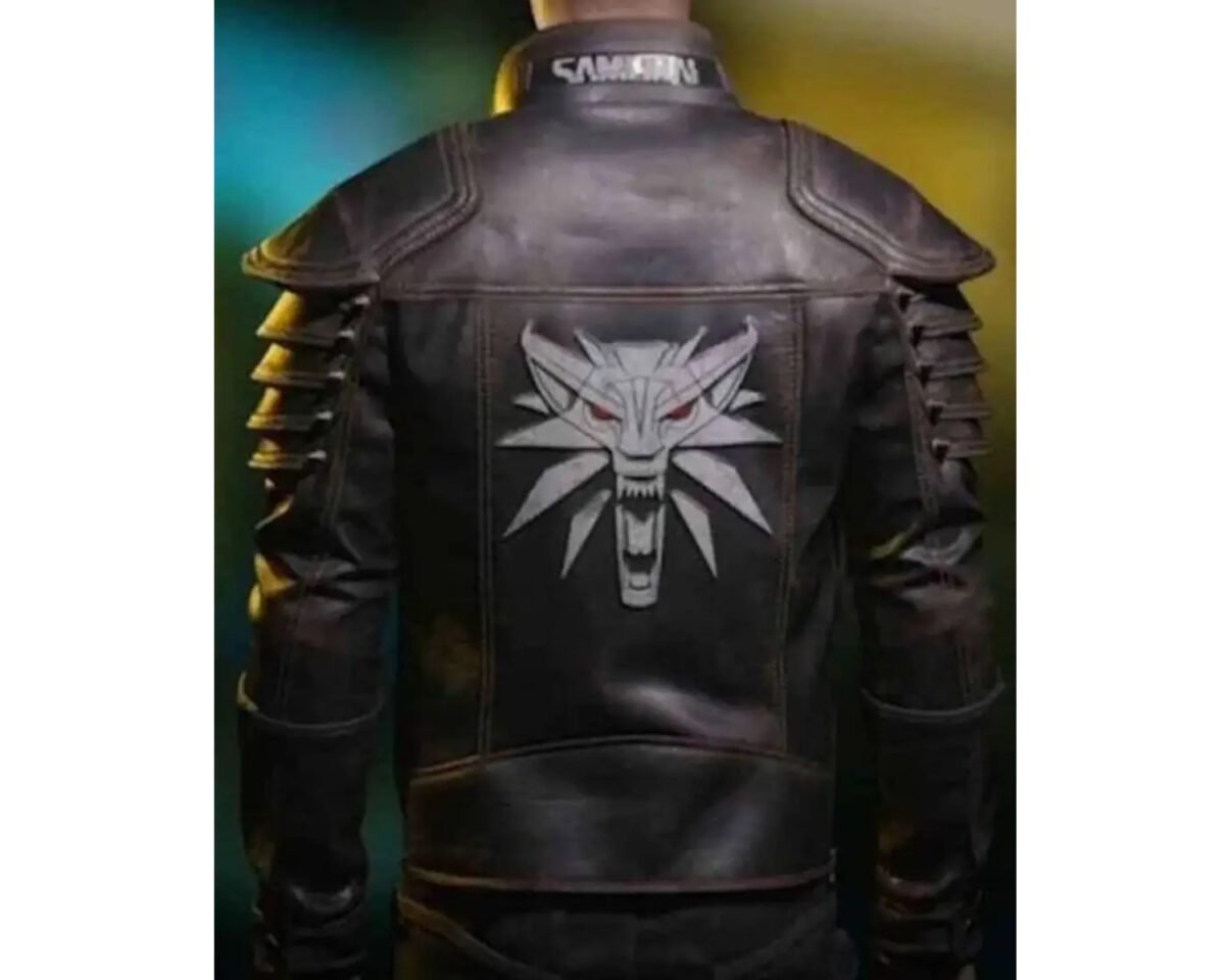 Cyberpunk 2077 samurai wolf school leather jacket