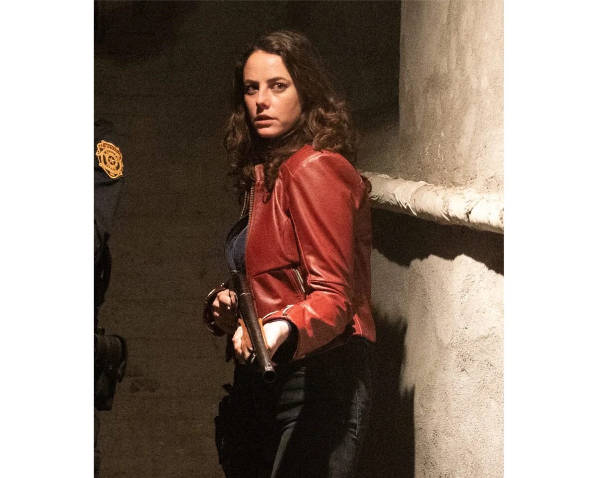 Kaya scodelario resident evil welcome to raccoon city leather jacket