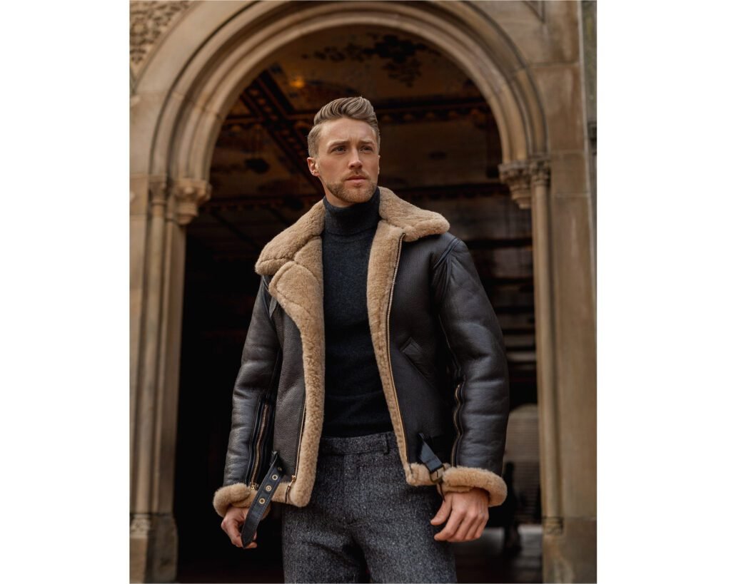 Men’s B3 RAF Aviator Sheepskin Shearling Leather Jacket