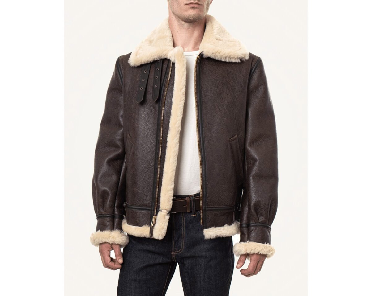 Men’s classic brown b3 bomber shearling jacket