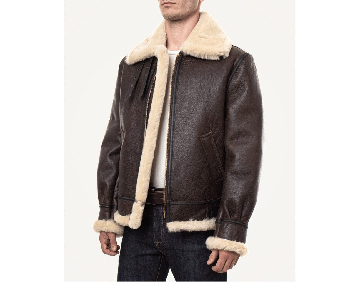 Men’s classic brown b3 bomber shearling jacket