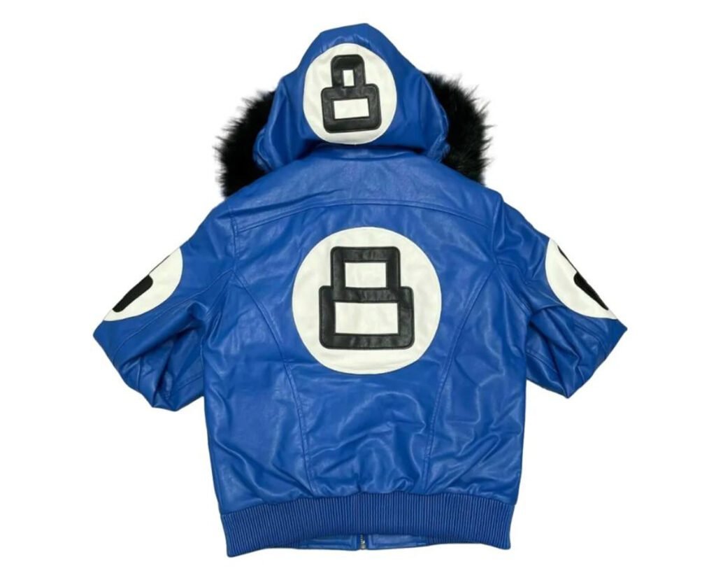 Robert Phillipe 8 Ball Blue Bomber Leather Jacket