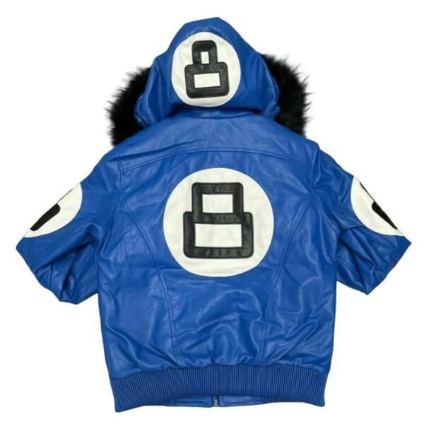 Robert Phillipe 8 Ball Blue Bomber Leather Jacket