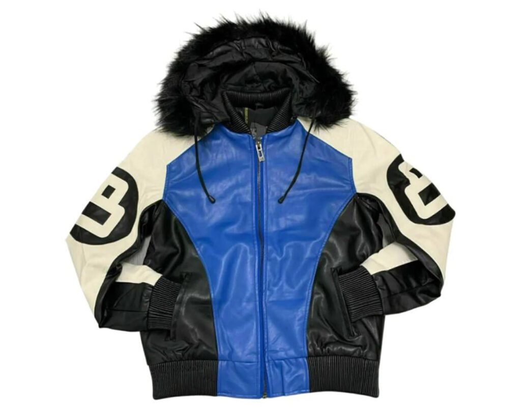 Robert Phillipe Blue 8 Ball Jacket with Fur Hood